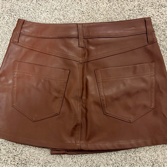 ❤️ Free People Chocolate Faux Leather Wrap Skirt 26 - Picture 6 of 6